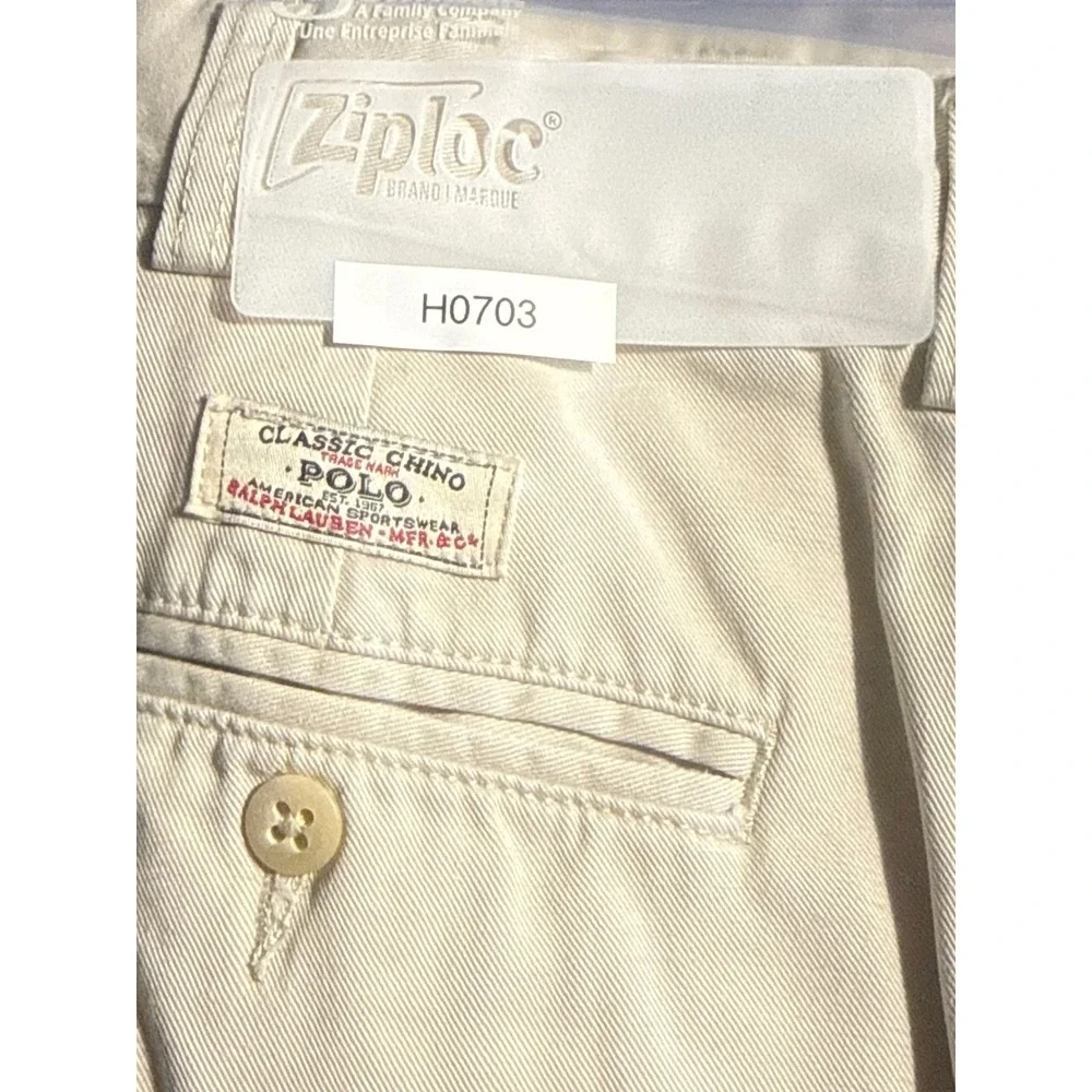 Polo Ralph Lauren Andrew Pant Mens 38x34 Khaki Vintage Double Pleated Chino Tan